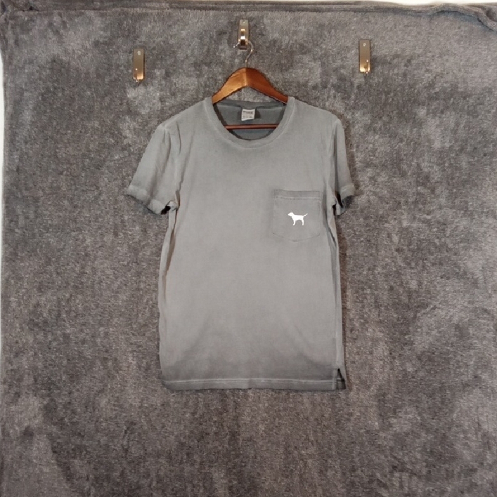 PINK Victoria's Secret Gray Short Sleeve Tee Burnout Womens Xs